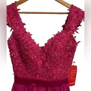 YISHAER  Elegant Pink Embroidered Dress